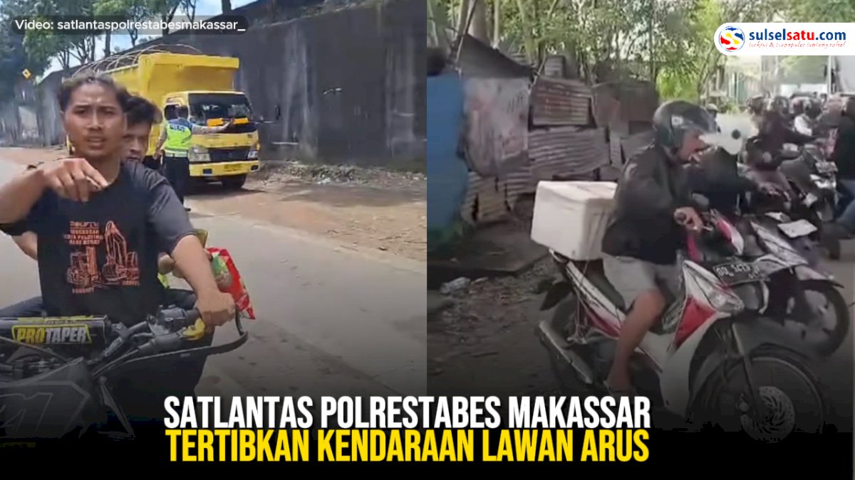 VIDEO: Satlantas Polrestabes Makassar Tertibkan Kendaraan Lawan Arus