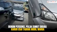 VIDEO: Oknum Personel Polda Sumut Diduga Kabur Usai Tabrak Mobil Warga