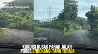 VIDEO: Kondisi Rusak Parah Jalan Poros Enrekang-Tana Toraja