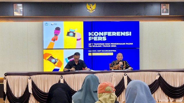 Konferensi pers DJP Sulselbartra. Foto: Sri Wahyu Diastuti / Sulselsatu.com.