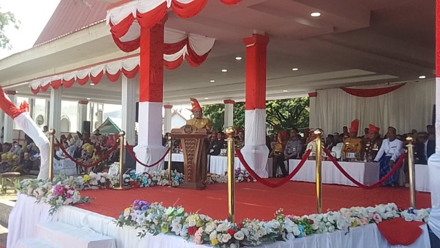 PJ Bupati Jeneponto Junaedi Bakri bawa sambutan di HUT Jeneponto ke-161 (Dedi/sulselsatu)
