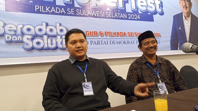 Arham bersama wakilnya Rahmat saat hadiri uji kelayakan di Demokrat Sulsel. Foto/SS