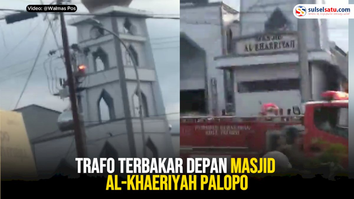 VIDEO: Trafo Terbakar Depan Masjid Al-Khaeriyah Palopo