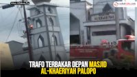 VIDEO: Trafo Terbakar Depan Masjid Al-Khaeriyah Palopo