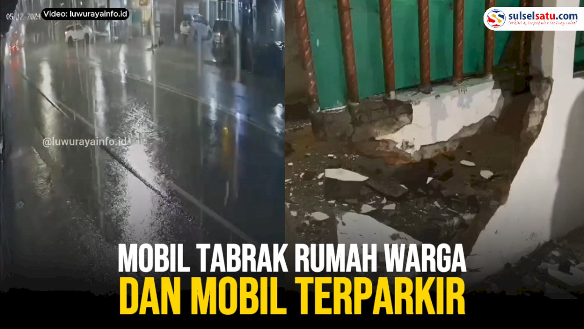 VIDEO: Kecelakaan Lalu Lintas di Belopa, Mobil Tabrak Rumah Warga dan Mobil Terparkir