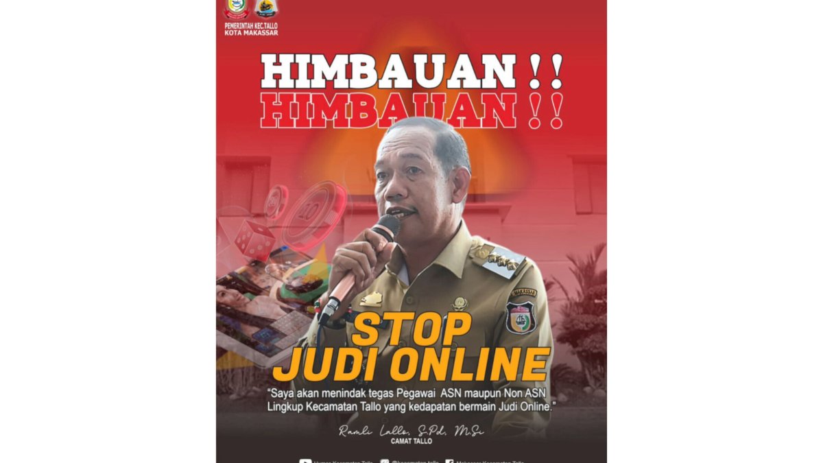 Camat Tallo Bakal Tindak Tegas ASN dan Non-ASN Lingkup Kecamatan Tallo yang Kedapatan Bermain Judi Online