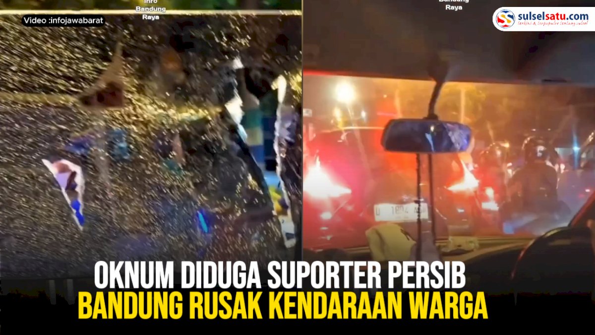 VIDEO: Oknum Diduga Suporter Persib Bandung Rusak Kendaraan Warga Pasca Kemenangan