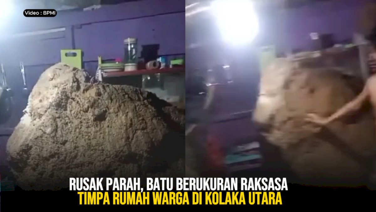 VIDEO: Rusak Parah, Batu Berukuran Raksasa Timpa Rumah Warga di Kolaka Utara