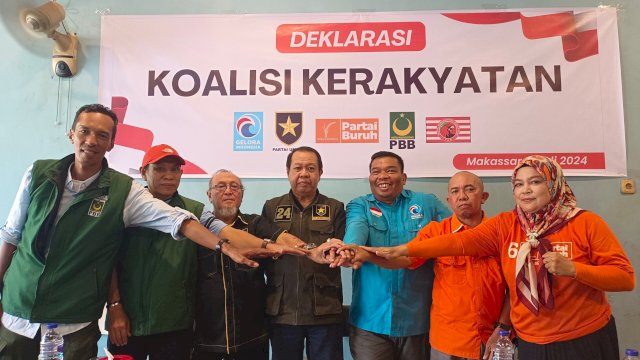 Gabungan partai politik yang gagal masuk ke parlemen membentuk Koalisi Kerakyatan menyambut Pilwalkot Makassar. Foto/SS