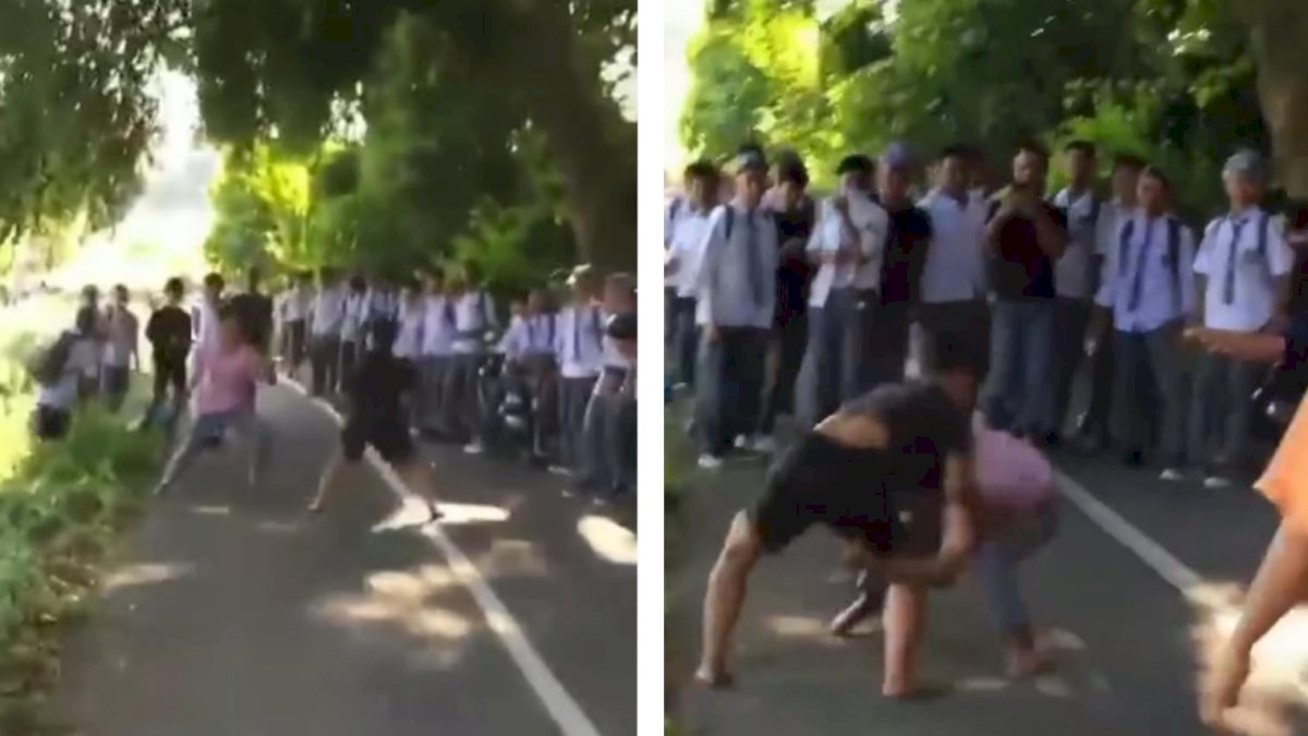 Viral 2 Pelajar SMA di Jeneponto Duel Ditengah Jalan