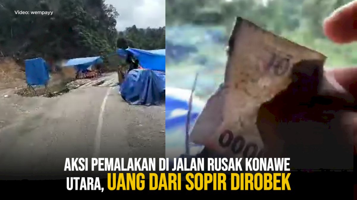 VIDEO: Aksi Pemalakan di Jalan Rusak Konawe Utara, Uang dari Sopir Dirobek