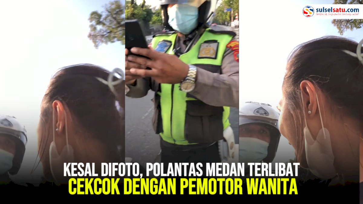 VIDEO: Kesal Difoto, Polantas Medan Terlibat Cekcok dengan Pemotor Wanita
