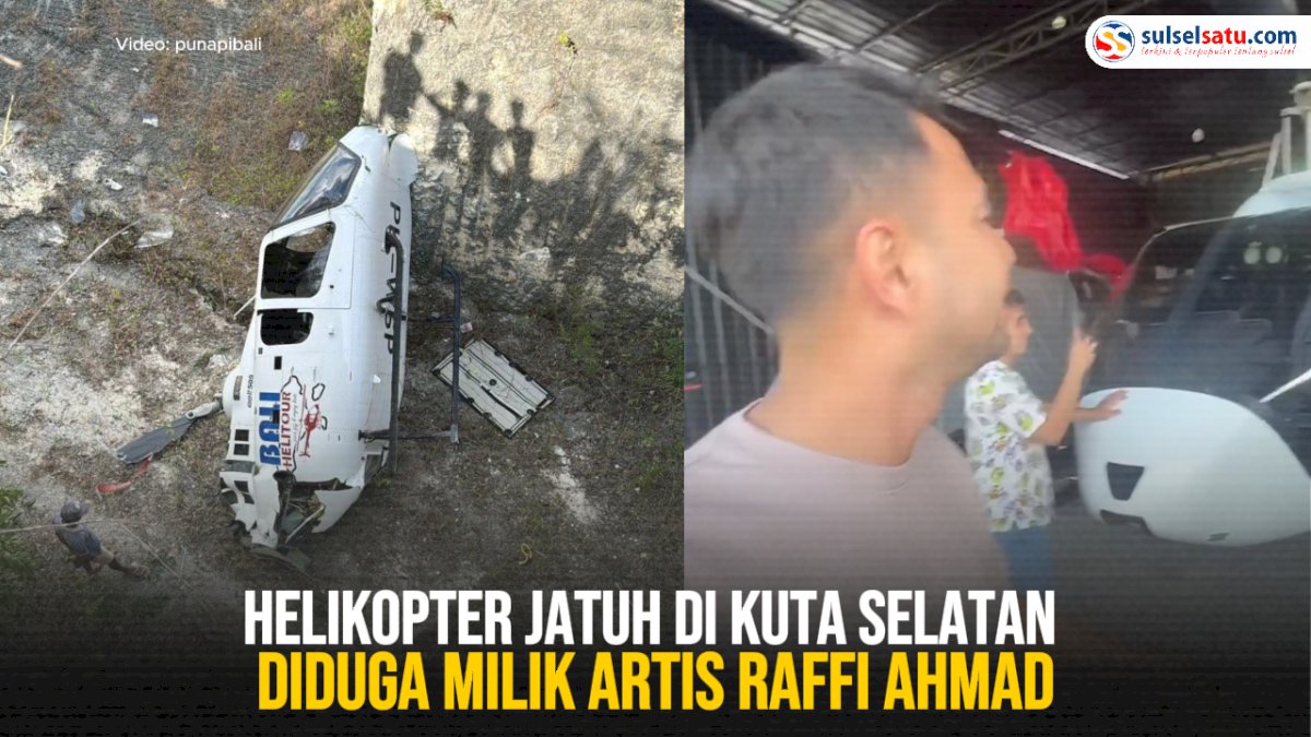 VIDEO: Helikopter Jatuh di Kuta Selatan Diduga Milik Artis Raffi Ahmad