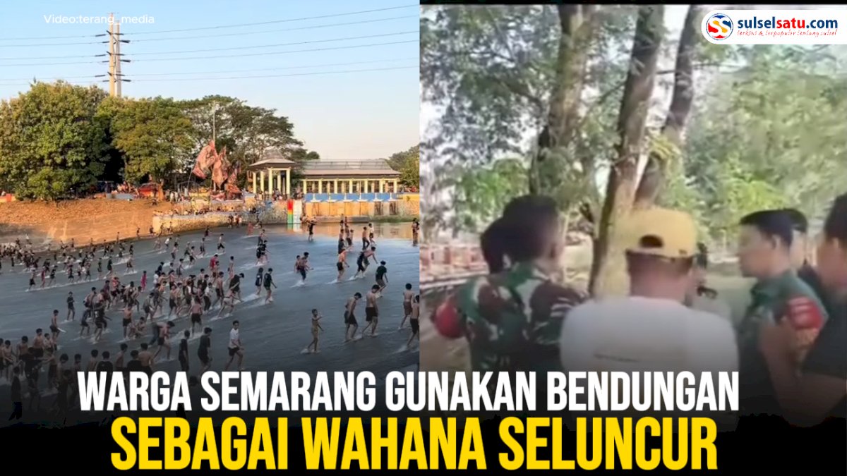 VIDEO: Warga Semarang Gunakan Bendungan Sebagai Wahana Seluncur, Peringatan TNI Malah Ditentang