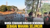 VIDEO: Warga Semarang Gunakan Bendungan Sebagai Wahana Seluncur, Peringatan TNI Malah Ditentang