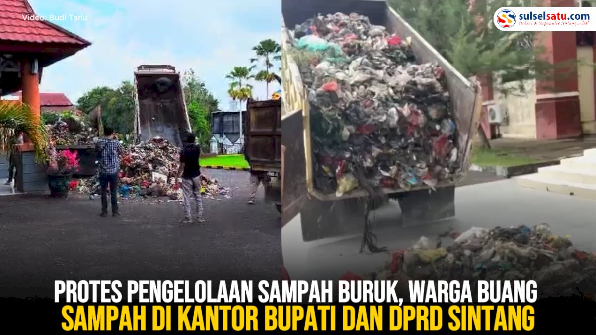 VIDEO: Protes Pengelolaan Sampah Buruk, Warga Buang Sampah di Kantor Bupati dan DPRD Sintang