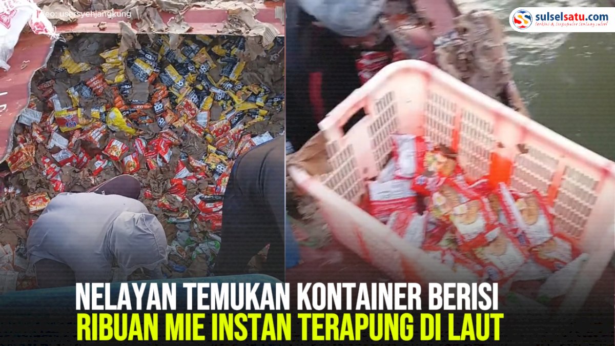 VIDEO: Nelayan Temukan Kontainer Berisi Ribuan Mie Instan Terapung di Laut