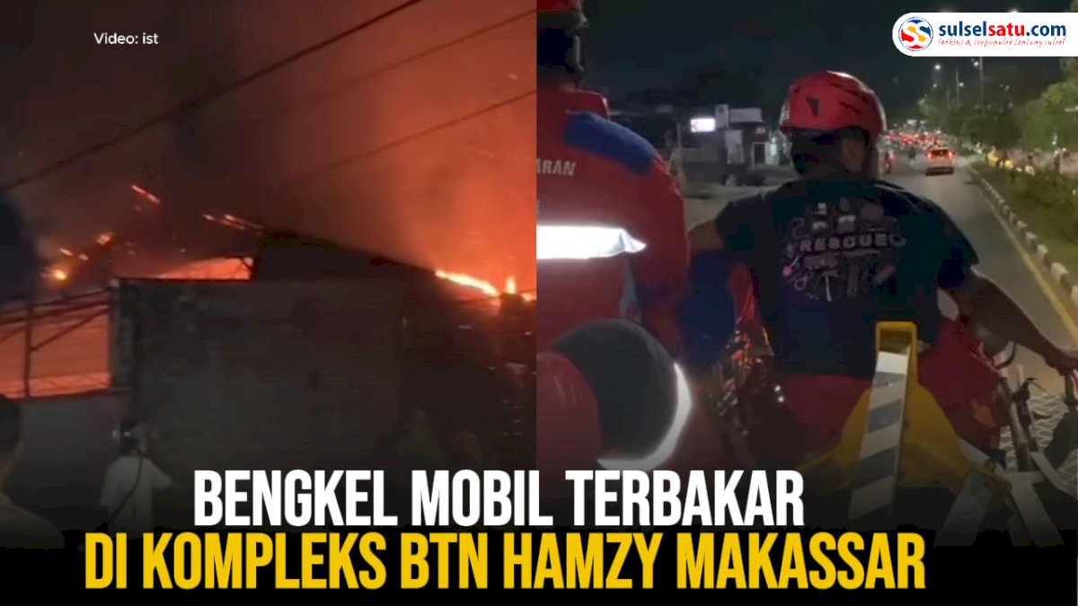 VIDEO: Bengkel Mobil Terbakar di Kompleks BTN Hamzy Makassar
