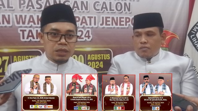 Ketua KPU Jeneponto, Asming Syarif (Kiri) menyampaikan hanya 4 pasangan Cakada yang resmi mendaftar (Dedi/sulselsatu)