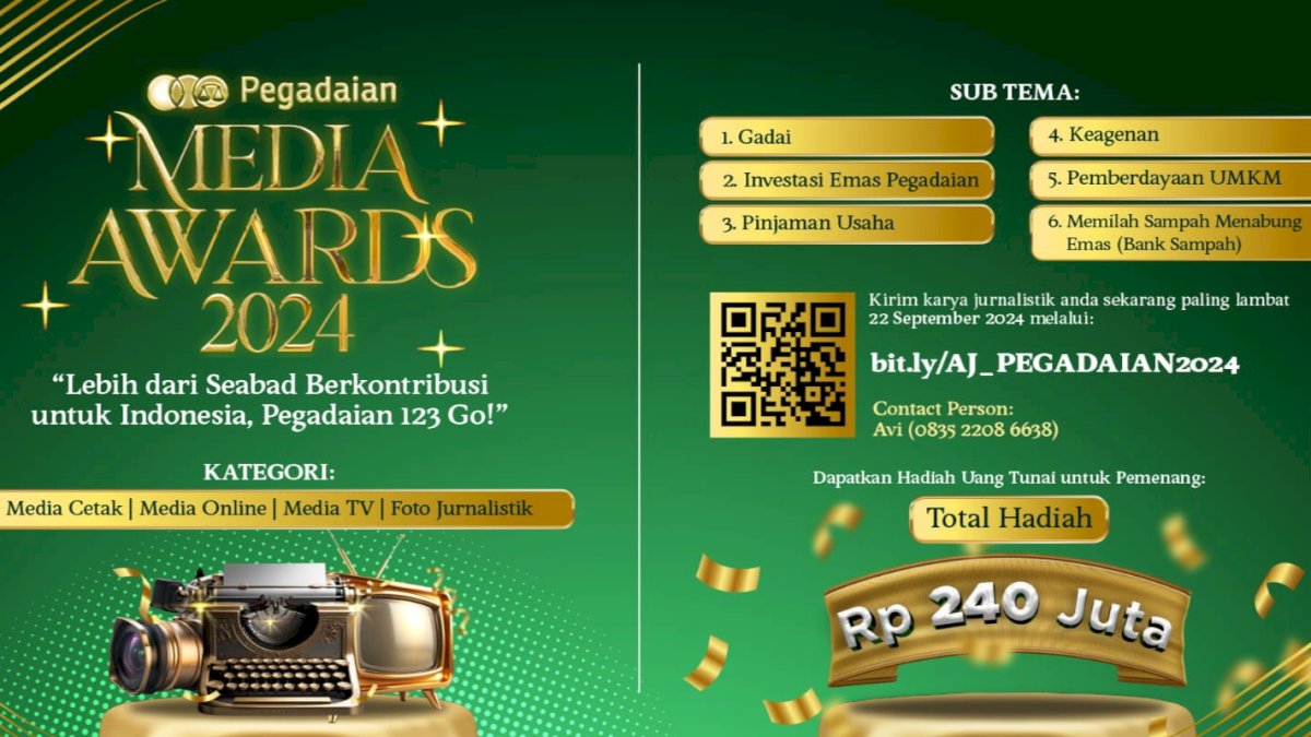 Pegadaian Media Awards 2024 Resmi Digelar Hingga 22 September 2024