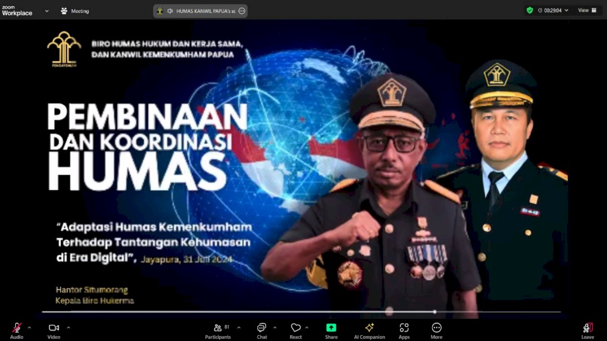 Wujudkan Citra Positif Organisasi, Kanwil Kemenkumham Sulsel Ikuti Webinar Pembinaan dan Koordinasi Hukerma