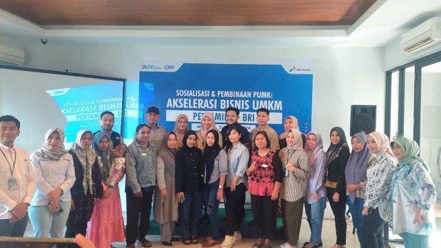 Sosialisasi pembiayaan UMK Pertamina dan BRI. Foto: Andi Baso Mappanyompa / Sulselsatu.com.