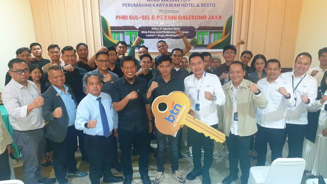 PHRI Sulsel bersama Bank BTN akad massal kredit rumah. Foto: Istimewa.