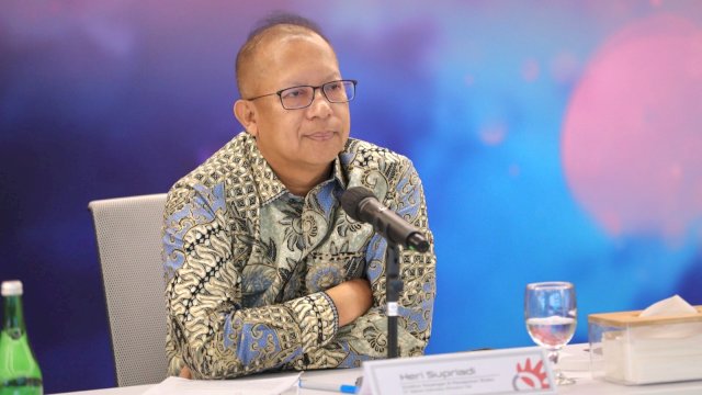 Direktur Keuangan dan Manajemen Risiko Telkom Heri Supriadi saat Public Expose Live 2024. Foto: Istimewa.