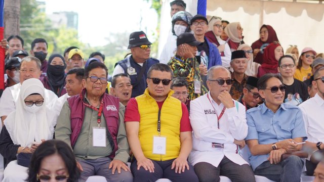 Politisi Golkar Erwin Aksa turut hadir bersama Aksa Mahmud pada acara deklarasi Appi-Aliyah. Ist