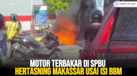 VIDEO: Motor Terbakar di SPBU Hertasning Makassar Usai Isi BBM