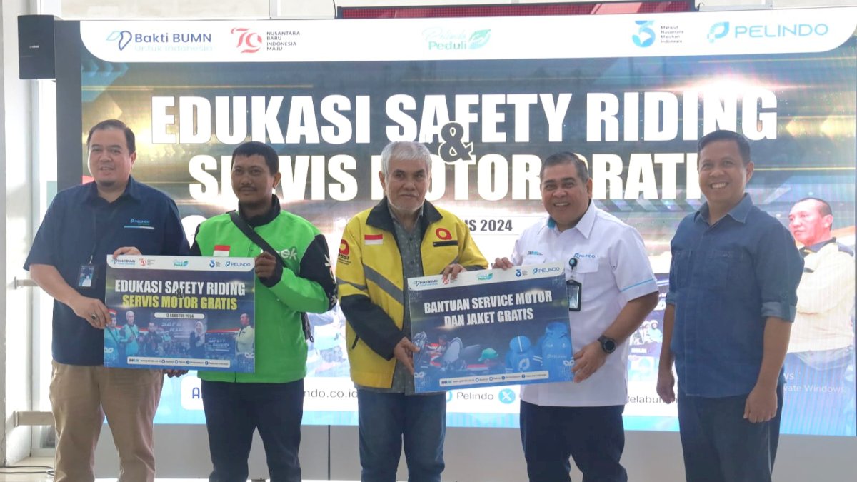 Pelindo Group Wilayah Makassar Gelar Safety Riding & Service Gratis Ojol dan Ojek Pangkalan