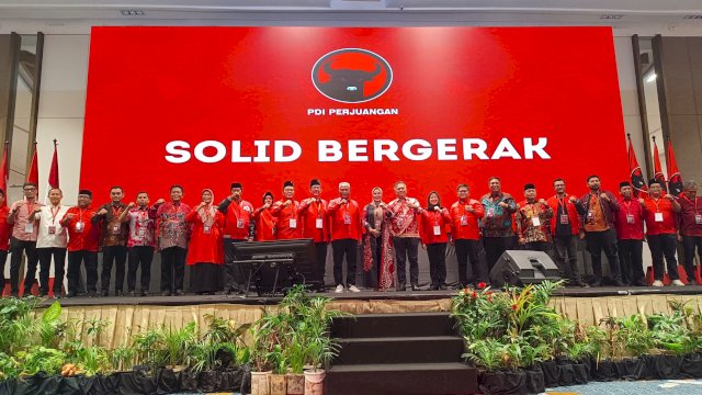 Rakerdasus DPD PDIP Sulsel bersama seluruh usungannya di Pilkada serentak tahun 2024. Foto/SS