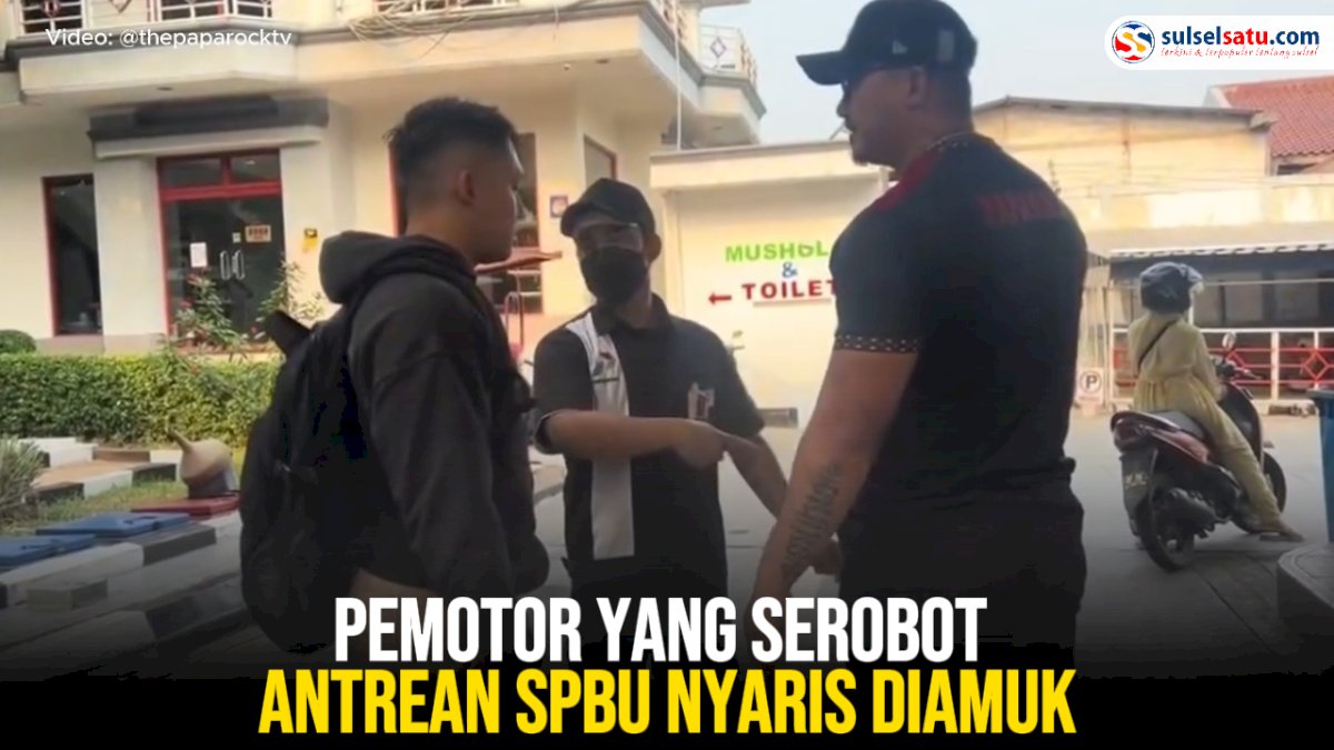 VIDEO: Pemotor yang Serobot Antrean SPBU Nyaris Diamuk