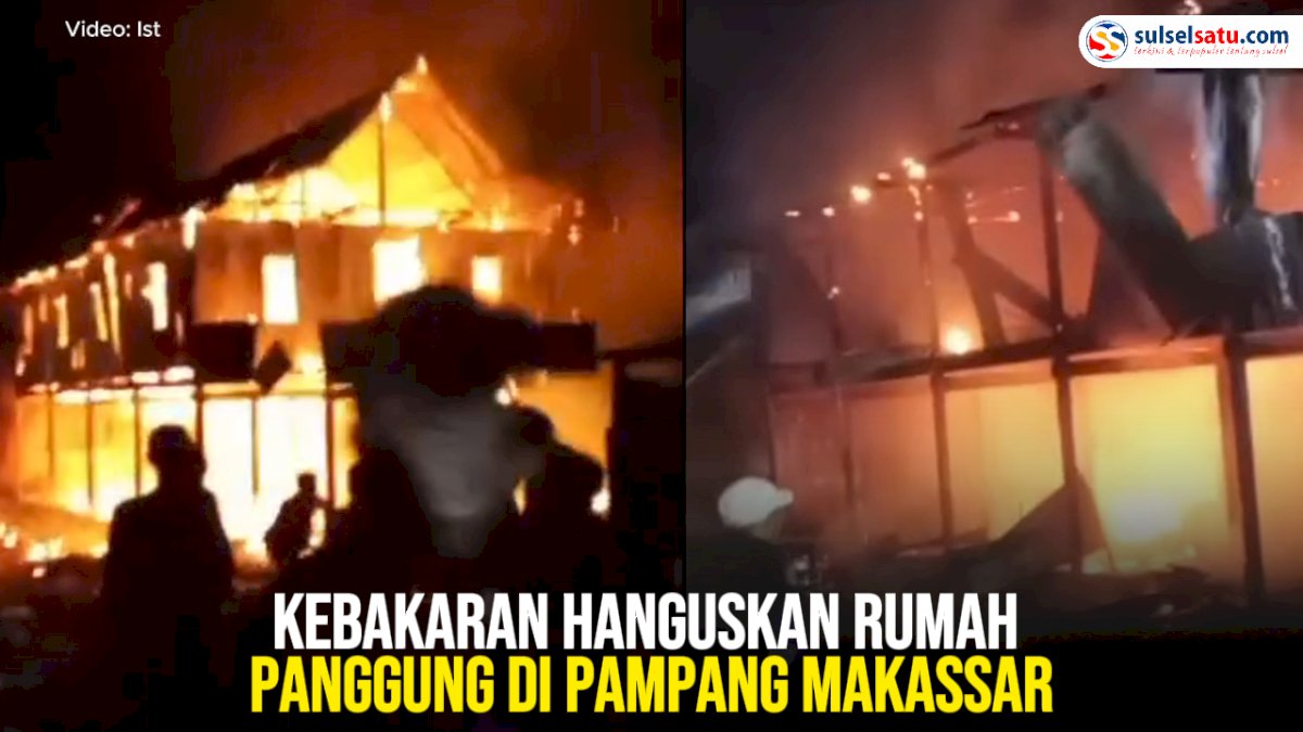 VIDEO: Kebakaran Hanguskan Rumah Panggung di Pampang Makassar