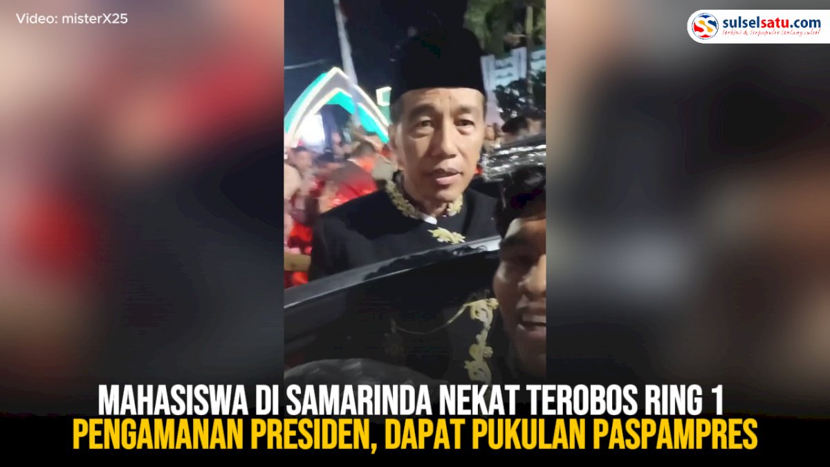 VIDEO: Mahasiswa di Samarinda Nekat Terobos Ring 1 Pengamanan Presiden, Dapat Pukulan Paspampres