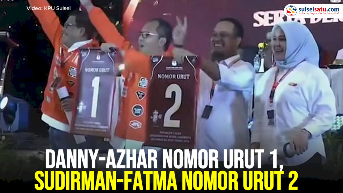 VIDEO: Pengundian Nomor Urut Pilgub Sulsel, Danny-Azhar Nomor Urut 1, Sudirman-Fatma Nomor Urut 2