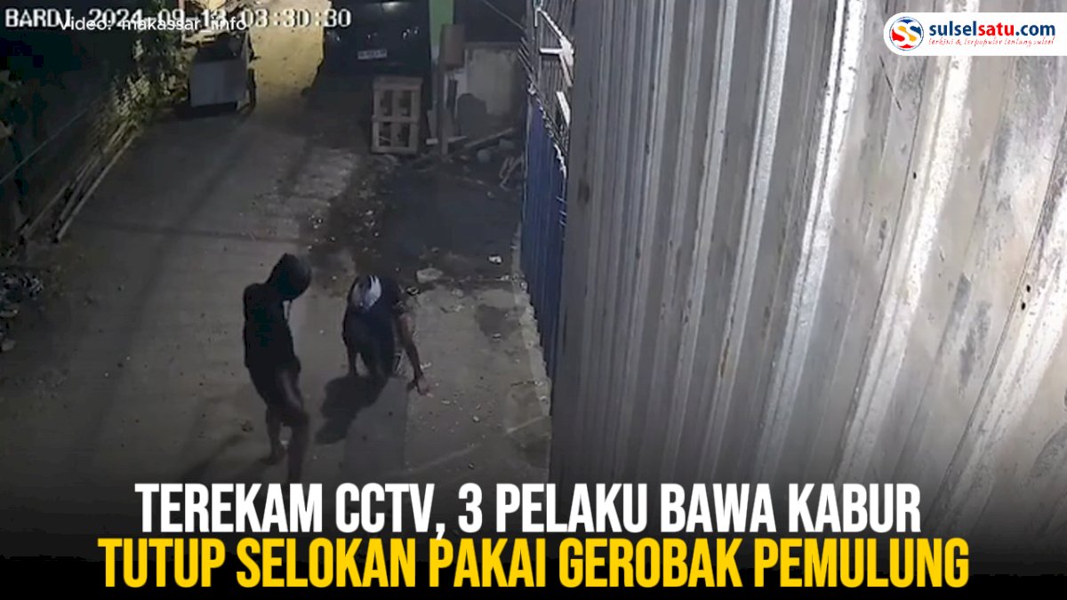 VIDEO: Terekam CCTV, 3 Pelaku Bawa Kabur Tutup Selokan Pakai Gerobak Pemulung