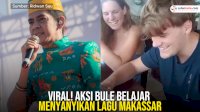 VIDEO: Viral! Aksi Bule Belajar Nyanyikan Lagu Makassar