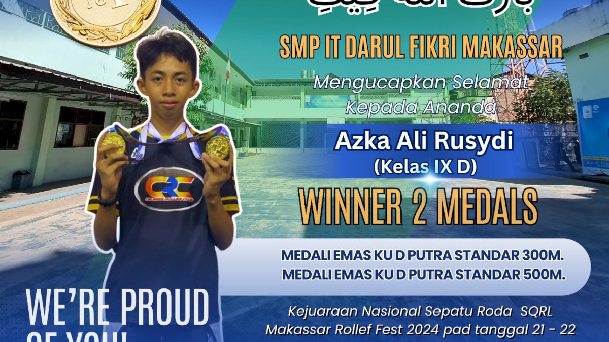 Murid SMP IT Darul Fikri Makassar Raih Dua Medali Emas di Kejuaraan Nasional Sepatu Roda 2024