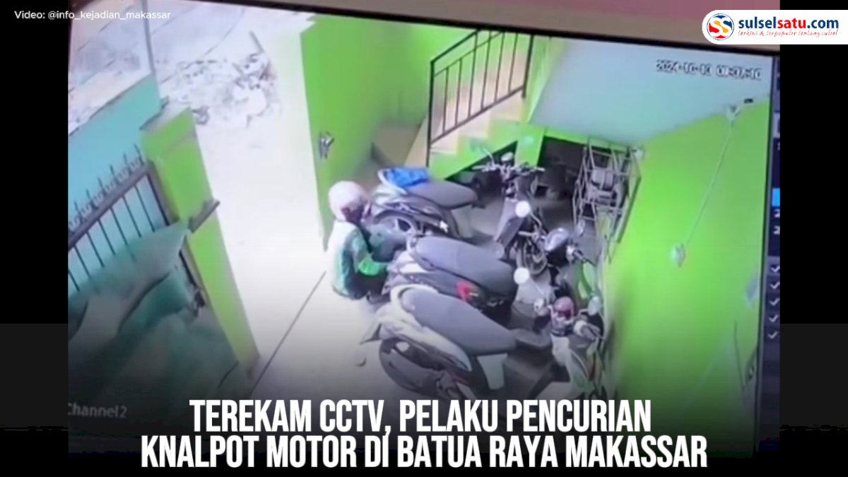 VIDEO:  Terekam CCTV, Pelaku Pencurian Knalpot Motor di Batua Raya Makassar