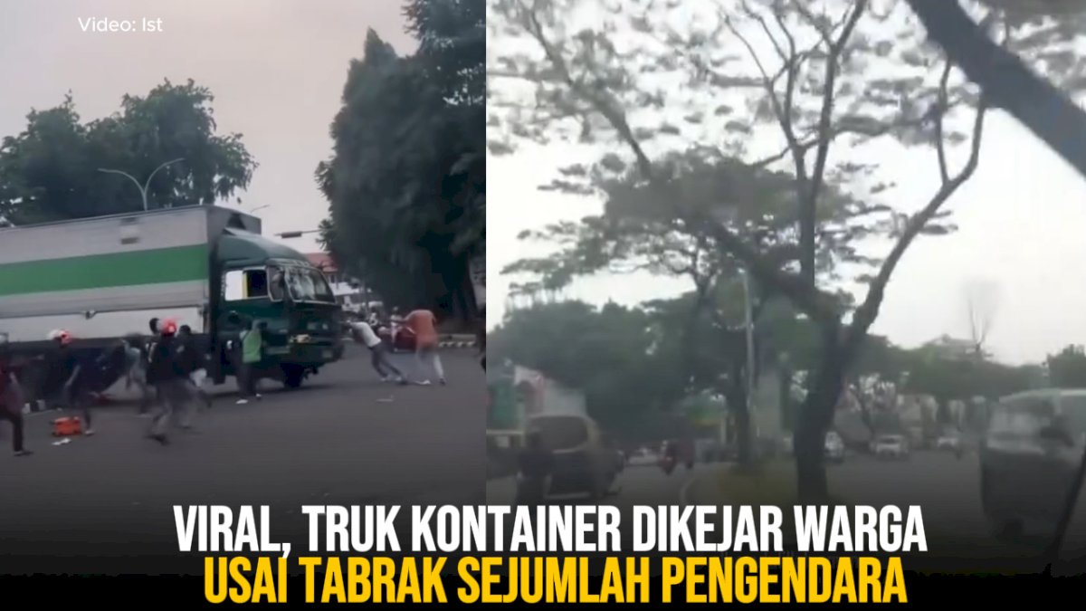 VIDEO:  Viral, Truk Kontainer Dikejar Warga Usai Tabrak Sejumlah Pengendara