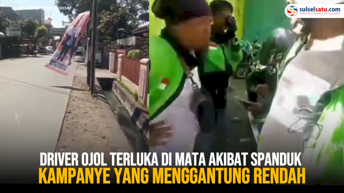 VIDEO: Driver Ojol Terluka di Mata Akibat Spanduk Kampanye yang Menggantung Rendah