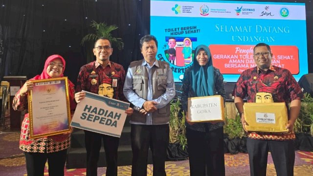 Puskesmas Somba Opu, Kabupaten Gowa berhasil meraih Juara I dalam lomba Gerakan Toilet Sehat, Bersih, Aman, dan Nyaman. Foto: Istimewa.