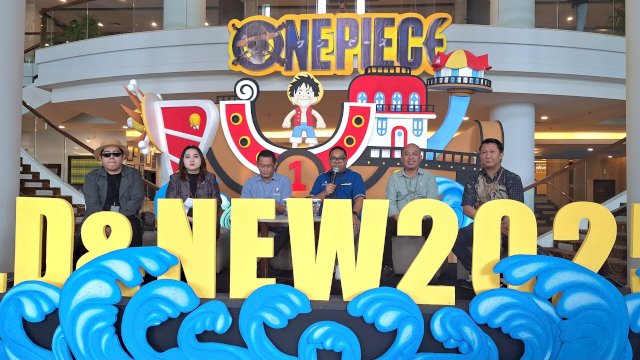 Konferensi pers tahun baru Claro Makassar bertema One Piece. Foto: Istimewa.