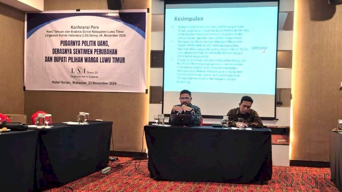 Temuan LSI Denny JA di Pilkada Lutim, 79,3 Persen Warga Tolak Politik Uang