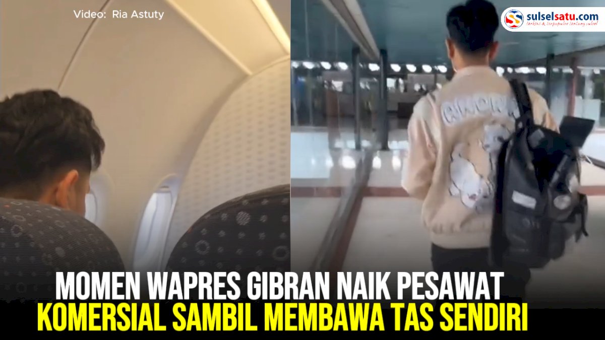 VIDEO: Momen Wapres Gibran Naik Pesawat Komersial Sambil Membawa Tas Sendiri
