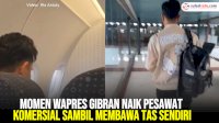 VIDEO: Momen Wapres Gibran Naik Pesawat Komersial Sambil Membawa Tas Sendiri