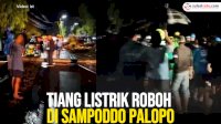 VIDEO: Tiang Listrik Roboh di Sampoddo Palopo