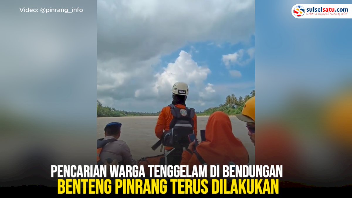 VIDEO: Pencarian Warga Tenggelam di Bendungan Benteng Pinrang Terus Dilakukan