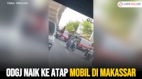 VIDEO: ODGJ Naik ke Atap Mobil di Makassar